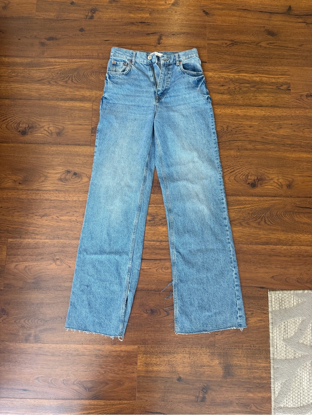 Zara Light Blue High-Rise Wide-Leg Jeans